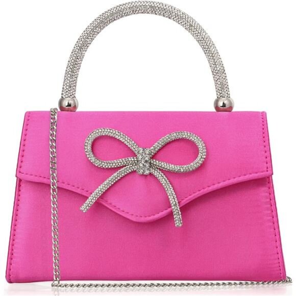 Sparkling Evening Clutch Purse for Women,Rhinestone Bow Top Handle Party - Picture 1 of 7